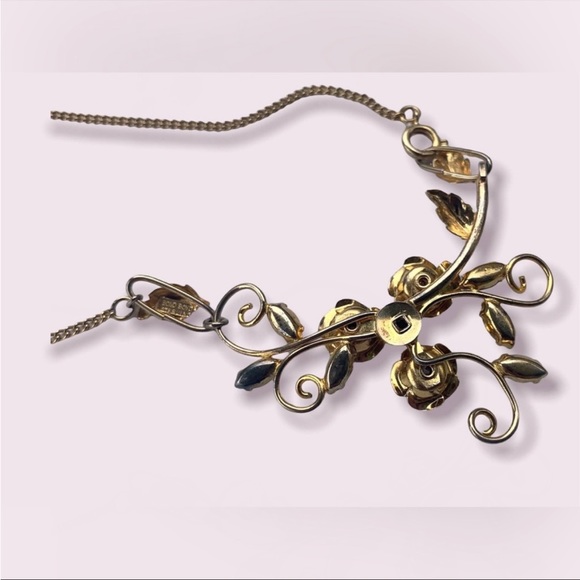 Bond Boyd Crystal Necklace Sterling Silver Vintage Green Floral - Picture 3 of 7